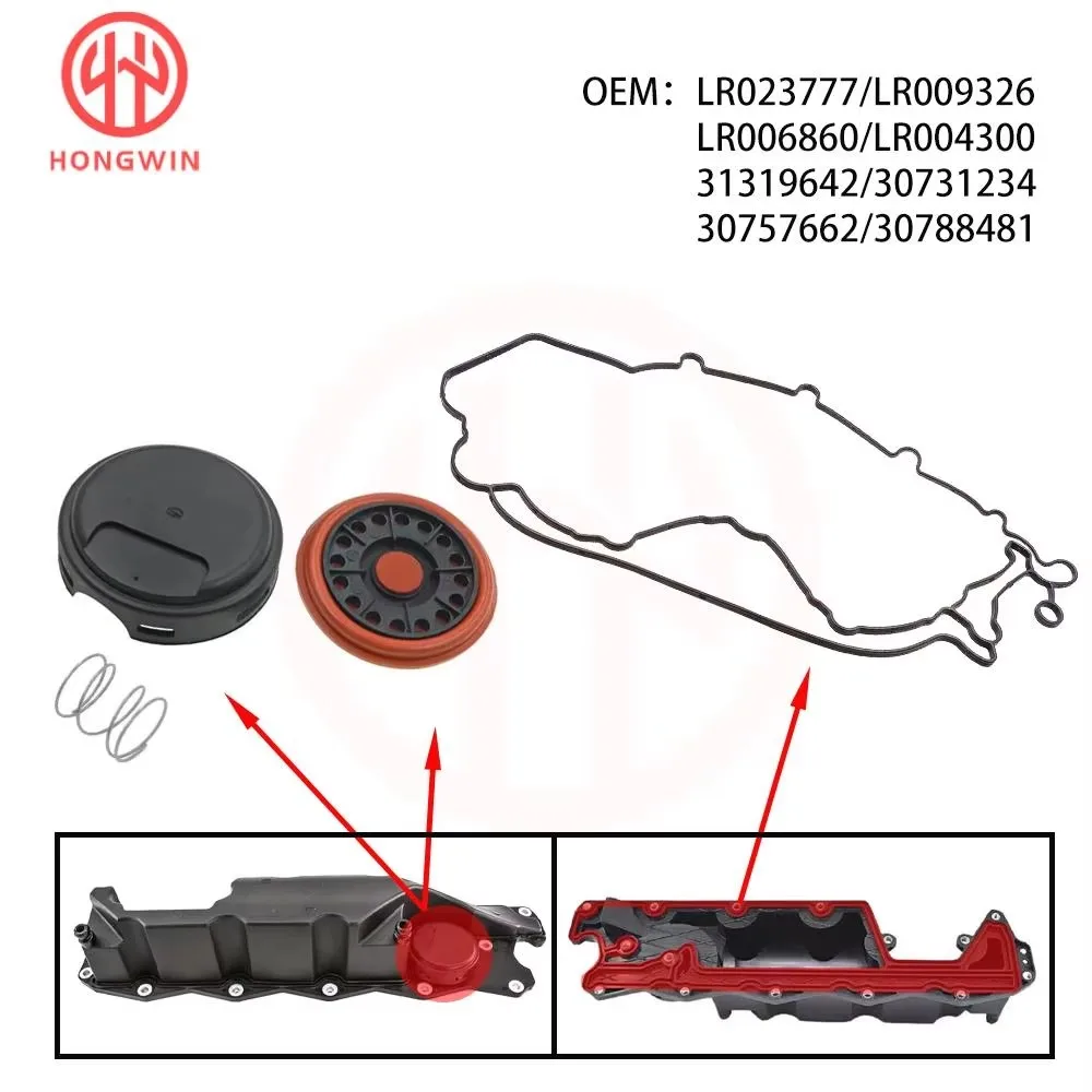 LR023777 New Engine PCV Valve Cover Repair Kit With Membrane For Land Rover Freelander 2 Volvo XC60 XC70 XC90 S80 V70 ​30731234