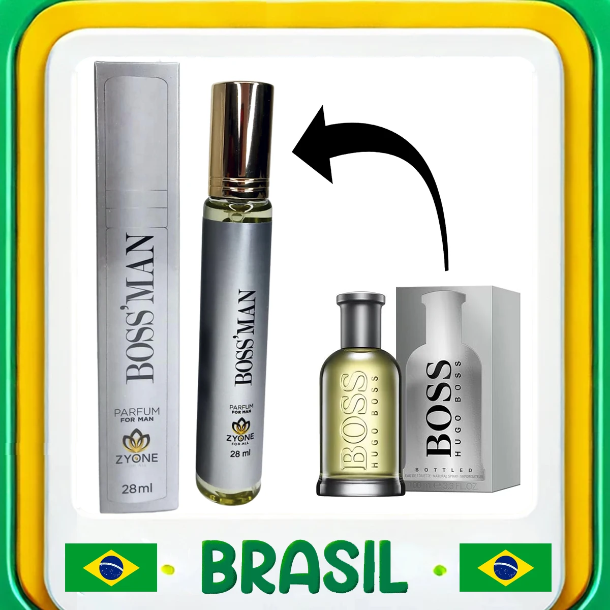 Perfume Masculino Zyone Boss Man 28 ML Eau de Parfum EDP Alta Fixação Importado Envio Nacional