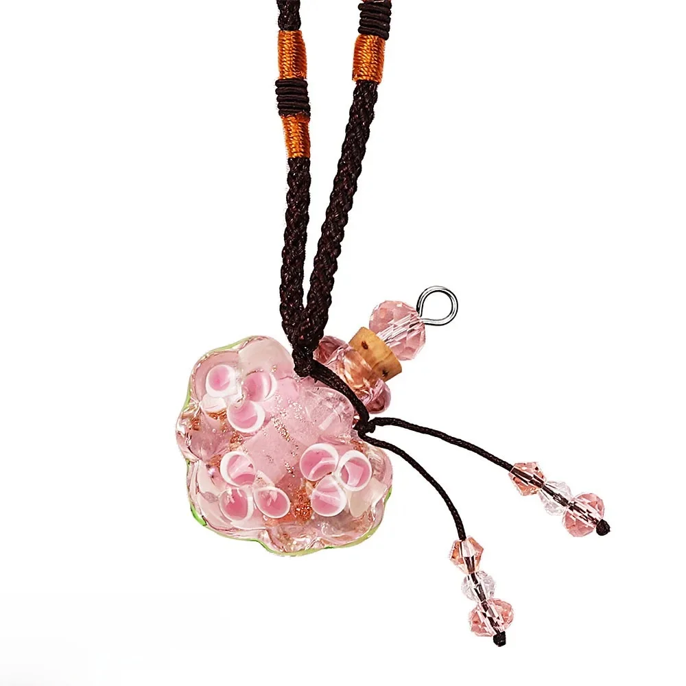 Qianbei Car Flower Heart Handmade Murano Lampwok Glass Aqua Crystal Rhinestone Perfume Bottle Pendants Women Ropes Necklaces — zdjęcie 2
