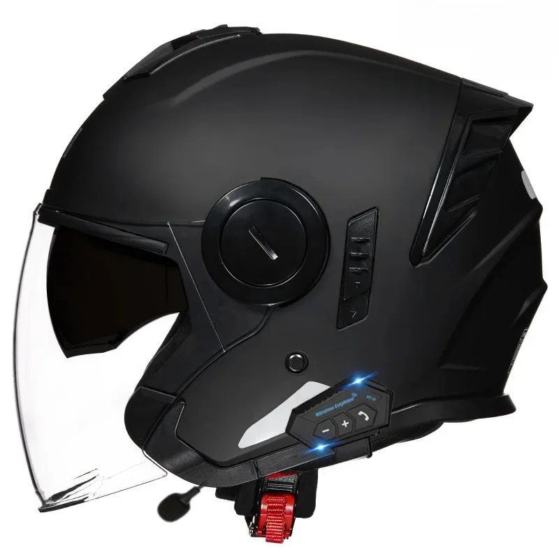 AliExpress NONE Motorcycle 3/4 Helmet Bluetooth Dual Visor DOT Approved Riding Helmet for Electric Bike and Motorbike