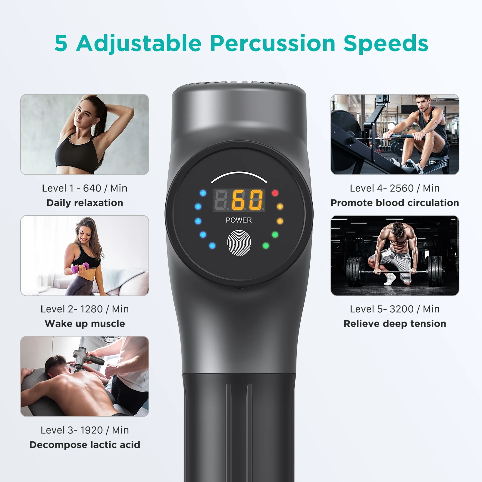 Mebak 3 Massage Gun, 2800RPM 12MM Depth Professional Muscle Percussion Massage Gun Deep Tissue for Athletes, Shoulder Leg Back