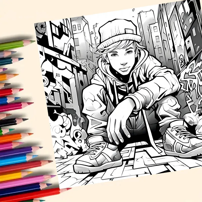 Adult Picture Book Street art Coloring Book 20page For Birthday Party Relieve Stress Kill Time Graffiti Painting Drawing Books