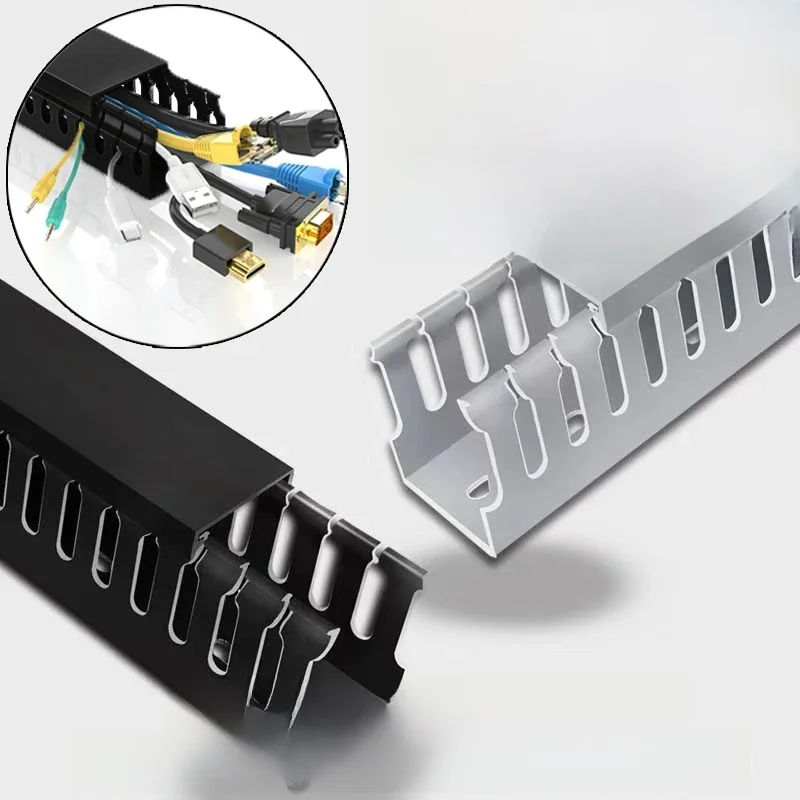 Nouveau conduit de câblage étanche à l'eau et à la poussière en PVC, conduit de câble isolé ignifuge noir, couvercle de câbles de câblage caché multifonction