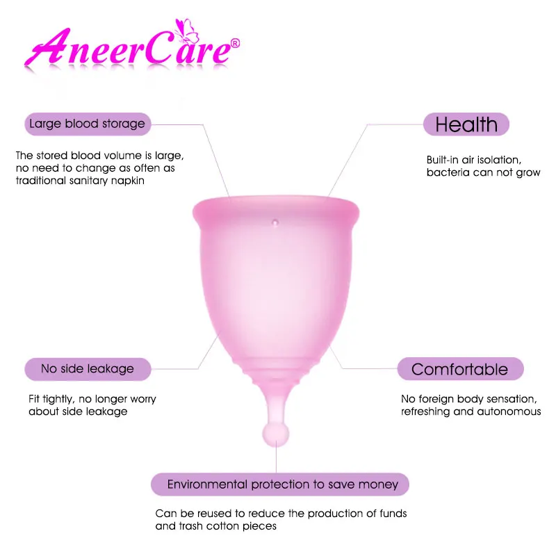 Women Menstrual Cup Medical Grade Silicone Feminine Period Cup Hygiene Copa Menstrual de Silicone Medica Reusable Menstrual Cup.