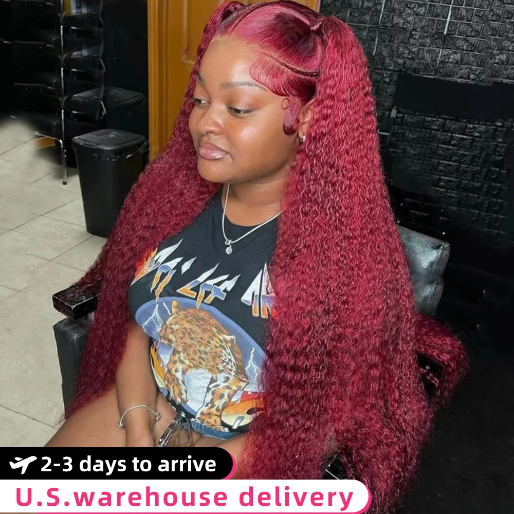 

250 Density 30 40 Inch Deep Wave Burgundy 13x6 Hd Lace Frontal Human Hair Wig Curly Wig Lace Front Wigs Brazilian Hair For Women