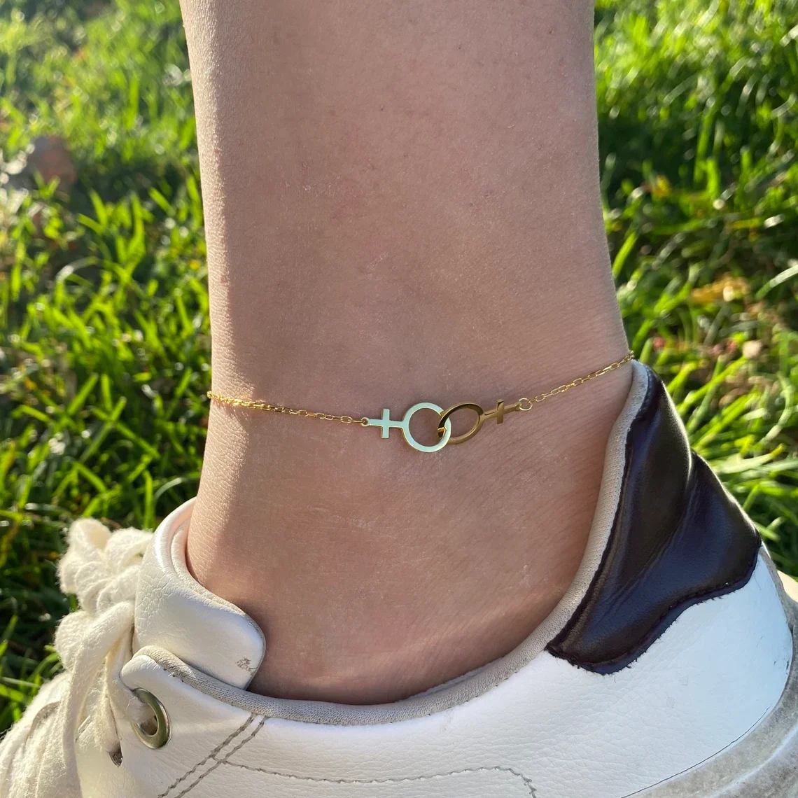 Double Venus Symbol Charm Female Lesbian LGBT Anklet  for Women Anklet Girlslove LES Stainless Steel Sister Jewelry