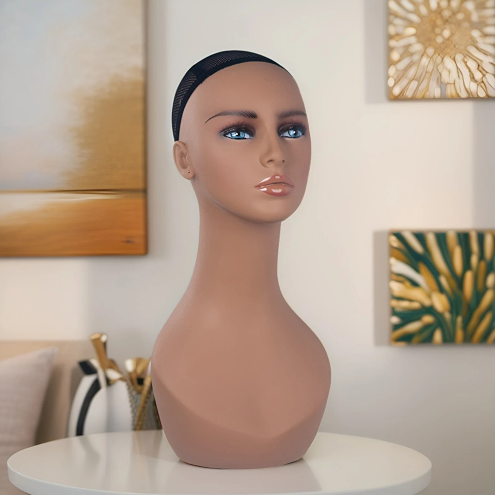 Female Mannequin Head Multifunctional with Makeup Wig Showing Stand Wig Head for Hat Eyeglasses Wig Necklace Beauty Accessories