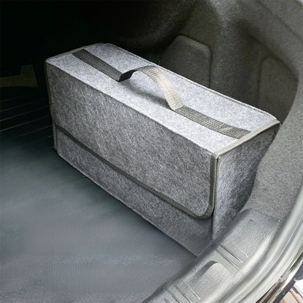 Grand compartiment antidérapant en feutre, organisateur de rangement de bottes, sac de rangement d'outils de voiture, organisateur de coffre de voiture, boîte de rangement en feutre souple,