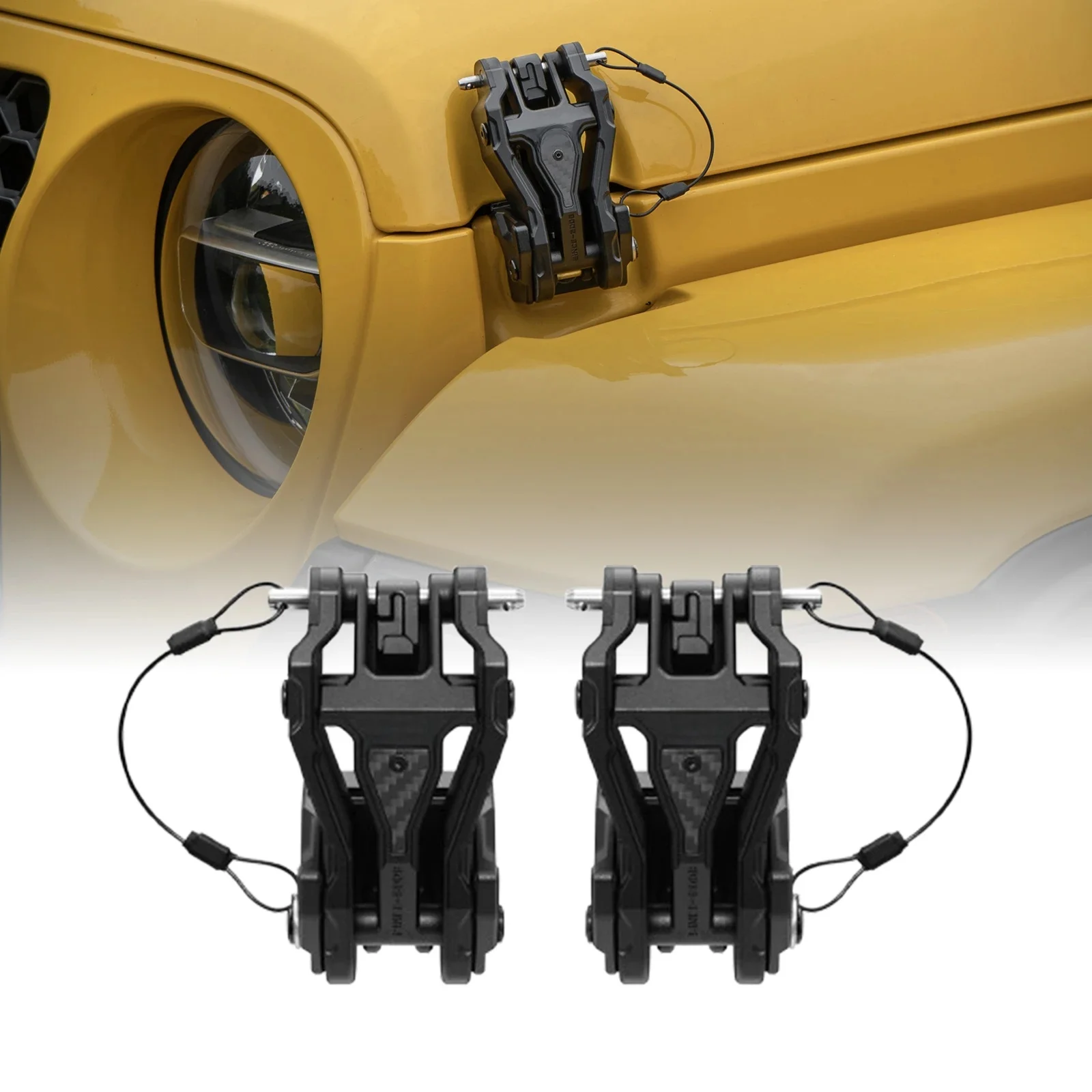 Zamek maski silnika OMU 4x4 z aluminium do Jeep Wrangler JK JL i Gladiator JT (2007-2025), akcesoria zewnętrzne — zdjęcie 2