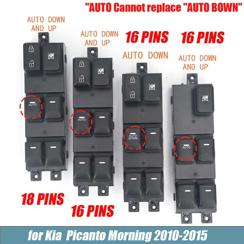 

935701Y500 935701Y200 935701Y100 Power Window Control Switch Button For Kia Picanto Morning 2010-2015 Lifter Regulator Button