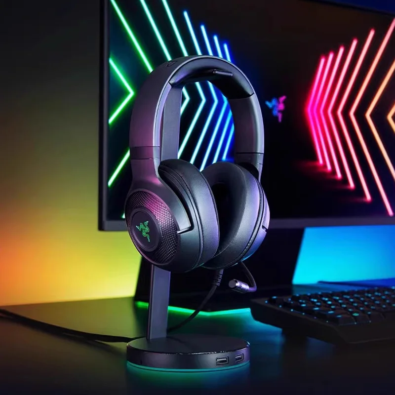 سماعة رأس سلكية للألعاب USB مثبتة على الرأس من Razer Kraken V3 X بدون زمن صوت محيطي 7.1 #5