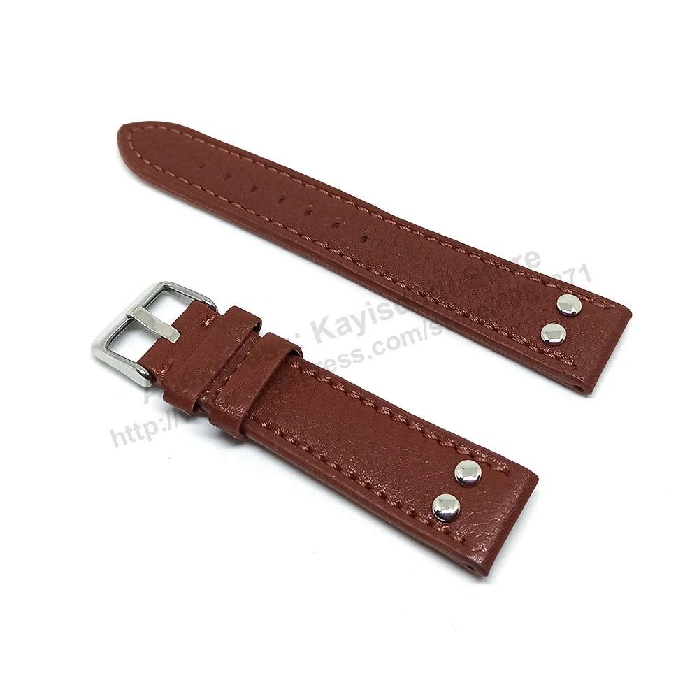 Fits/For TW Steel Canteen TW1000-1 - 20mm Brown Rivet Genuine Leather Replacement Watch Band Strap