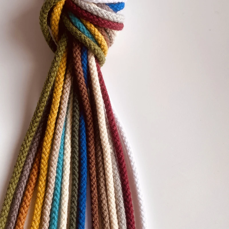 Ropemate Colorful 4mm 8 Strands Cotton Rope Hollow Braided Cord for Macrame or Garment