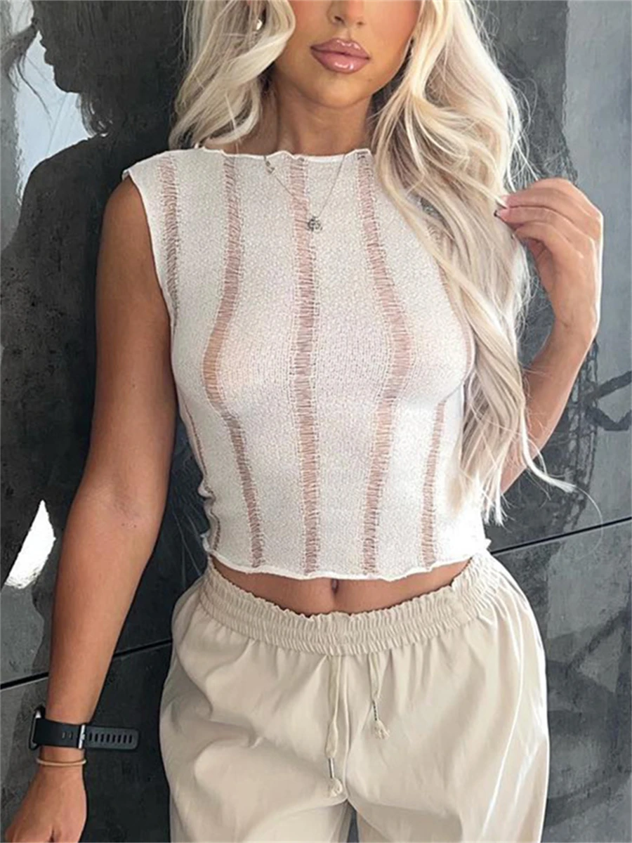 Wsemypo Holes Ripped See Through Knit Vest top Summer Women canotte ritagliate senza maniche canotte Casual Street Style Punk