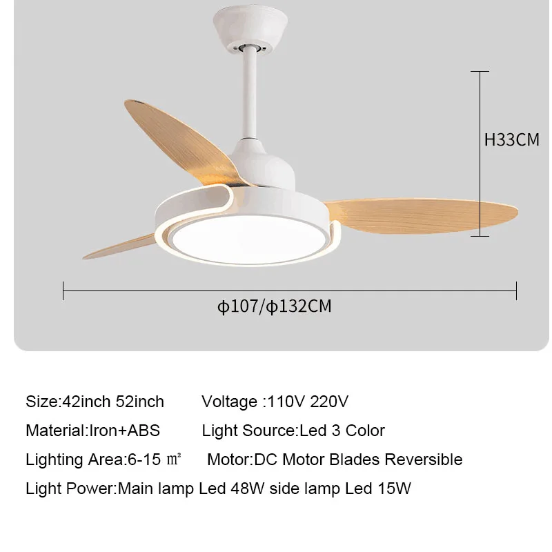 Modern Simple Fan Light 42 52 Inch Frequency Conversion Nordic Ceiling Fan Light Restaurant Creative Ceiling Low Floor Fan Light