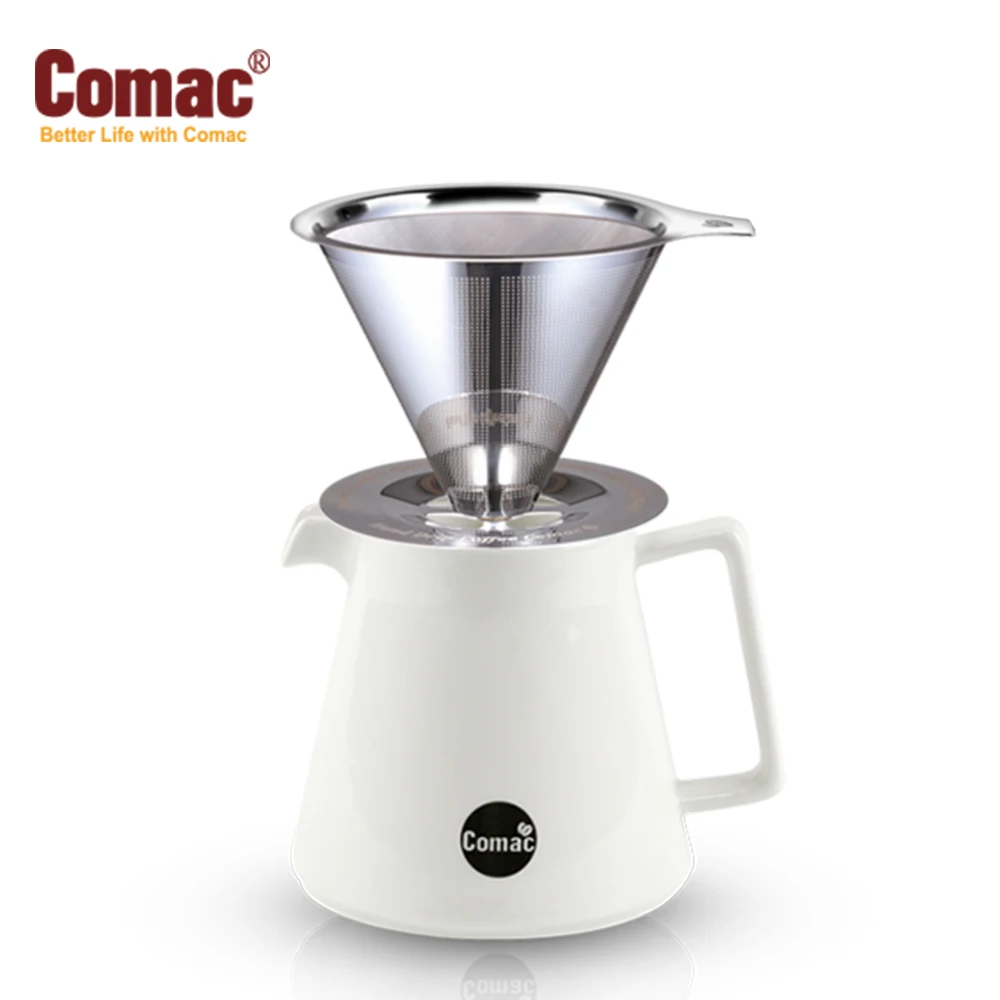 Comac Stainless Steel Filter Porcelain Server Coffee Drip Set 600ml (SF2/GP3)