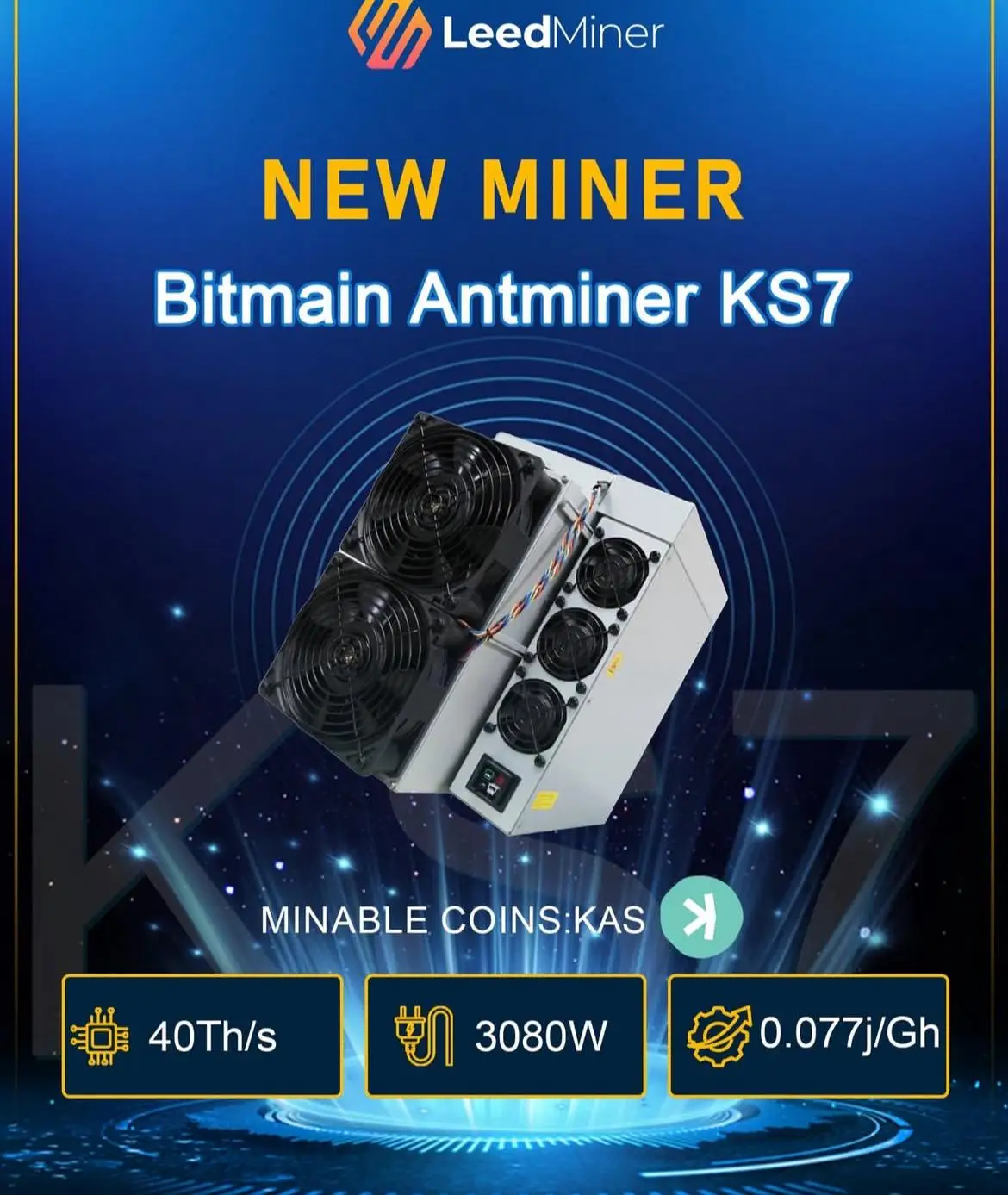 JD Купите 5, получите 3 бесплатно Bitmain Antminer KS7 40TH/s Crypto Miner