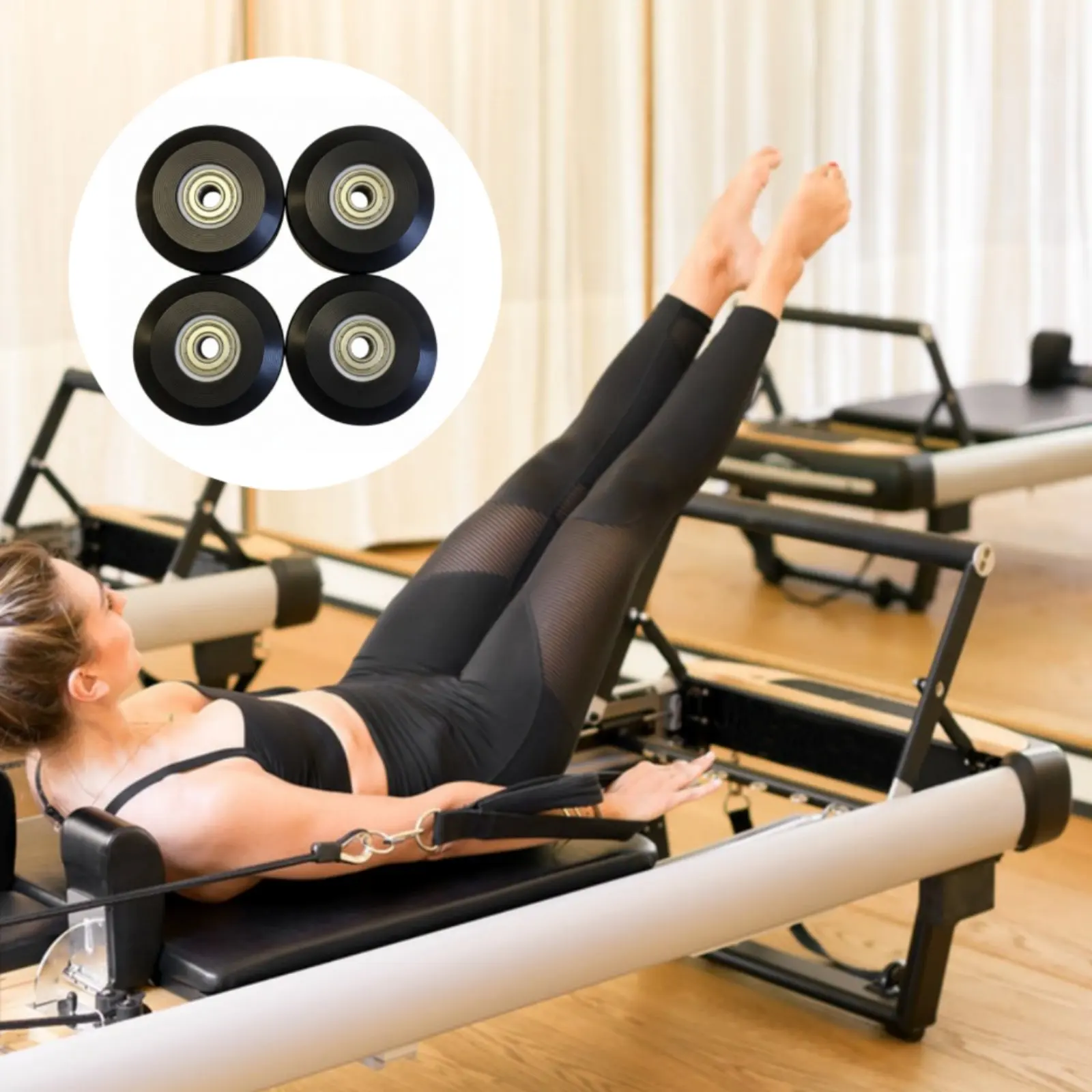 58 mm Silent Casters Quiet Pilates Reformer Smooth Rolling Silent Roller Wheel for Home Gym