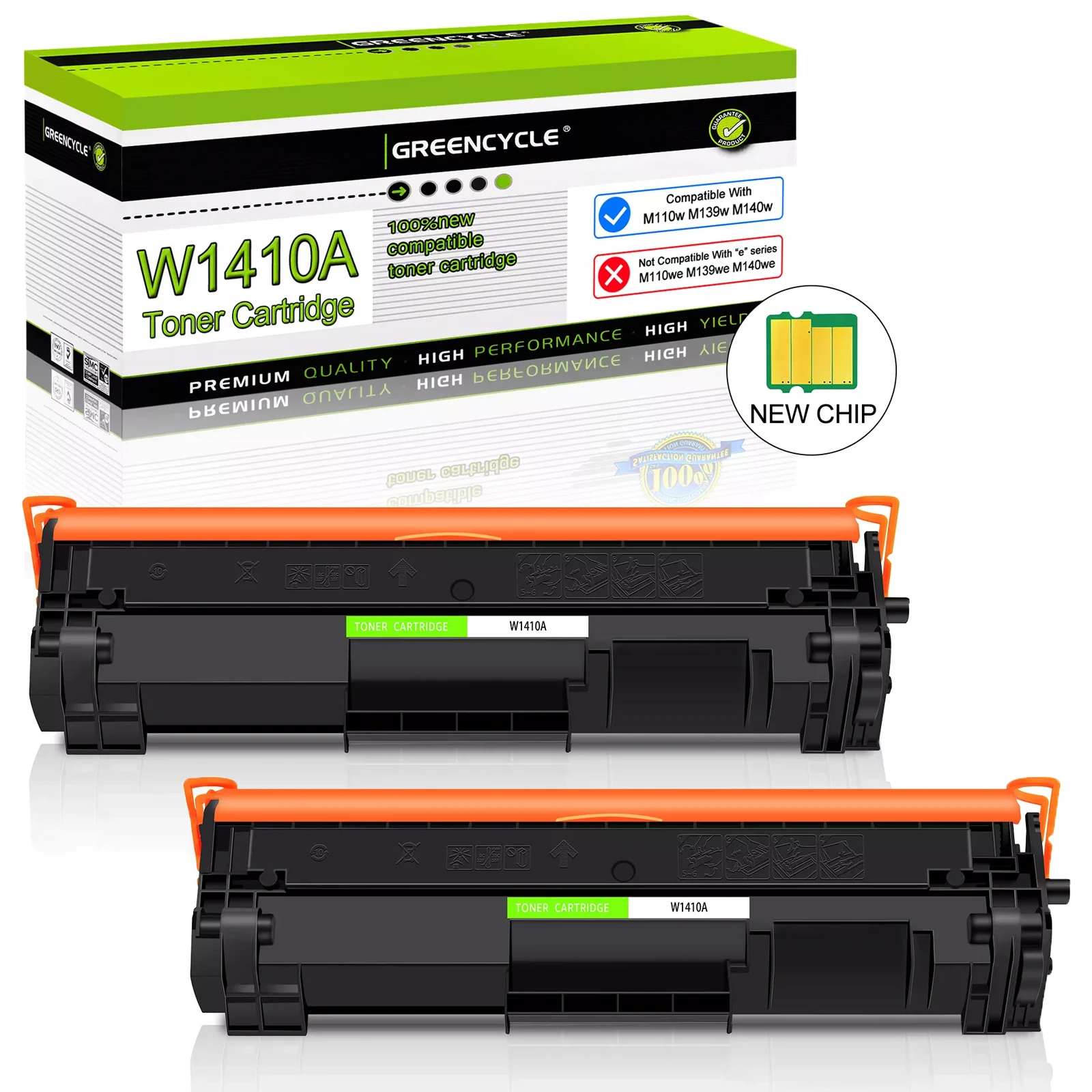 GREENCYCLE W1410A 호환, HP 141A 블랙 토너 카트리지, 레이저젯 프로 M110w MFP M140w M139w 칩 포함