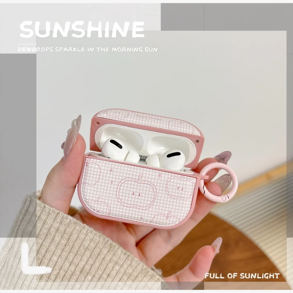 

Cute and fashionable pink plaid line Apple earphone protective case, suitable for AirPods4/3/2Pro/2/3,shockproof protective case
