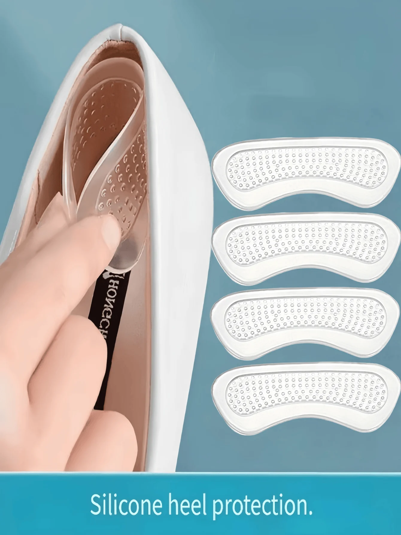 

8 pairs of silicone heel patches, clear particles to prevent abrasion, soft and comfortable, women's summer shoes available