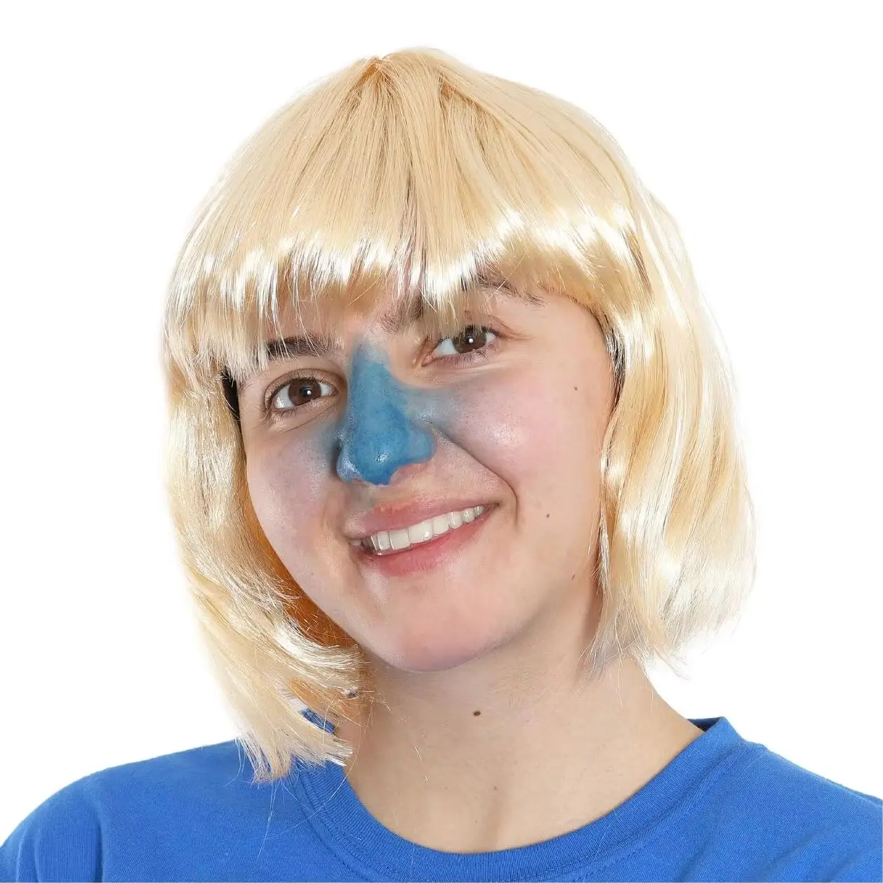 Blue Golden Ticket Winner Set - Blonde Bob Wig and Blue Face Paint - Violet Costume Set -World Book Day/ Book Week