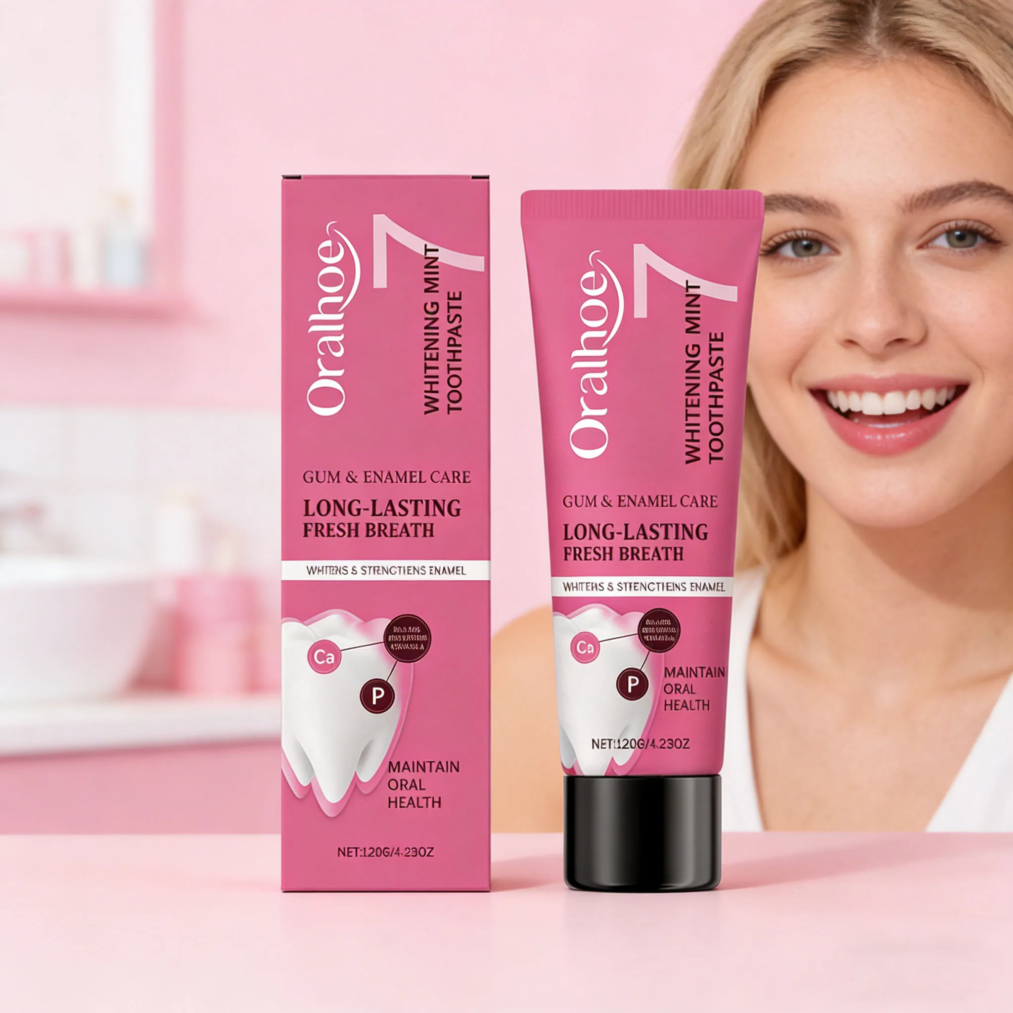 

Зубная паста ORALHOE 120г отбеливающая с мятой, мягкая, для удаления пятен, устранения желтизны и освежения дыхания