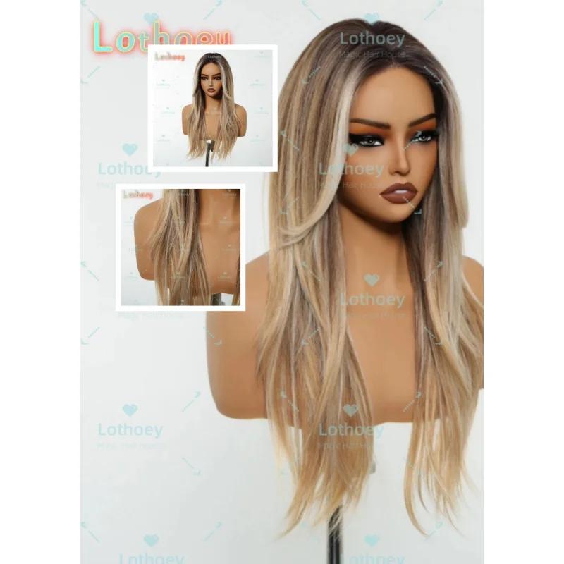 Парик из натуральных волос, окрашенный в белый и золоте, натуральный блеск, вечерние, популярный цвет для чернокожих женщин, косплей, подсветка, лоothoey