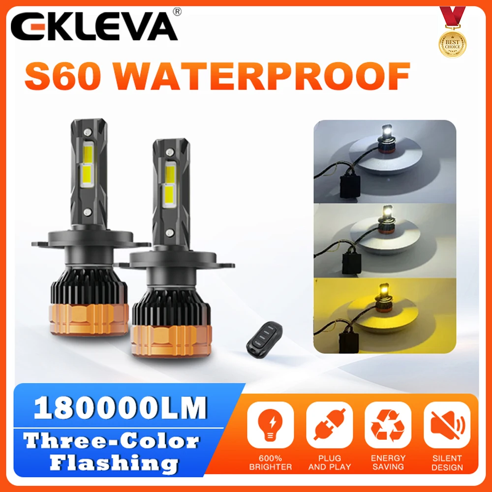 

EKLEVA Ультра-яркая светодиодная фара для мотоцикла, 2 шт., 3 цветовых режима, беспроводной пульт дистанционного управления, стробоскопическая вспышка и водонепроницаемая IP68 для ночного R