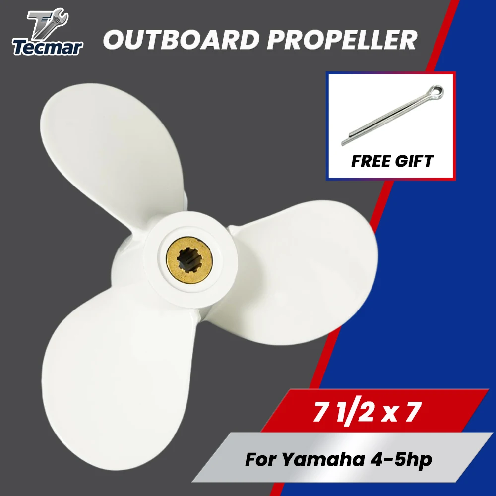 7 1/2x7-BA Boat Engine Propeller for Yamaha 4hp 5hp Outboard Motor 6E0-45943-01-EL 3 Blade 9 Spline Tooth Ship Part