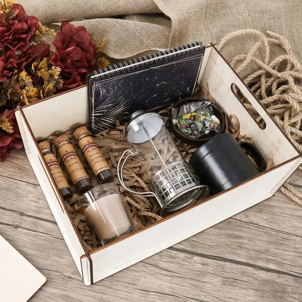 Gift Set for Mother, Filter Coffee, with Organizer in Wooden Box Set.