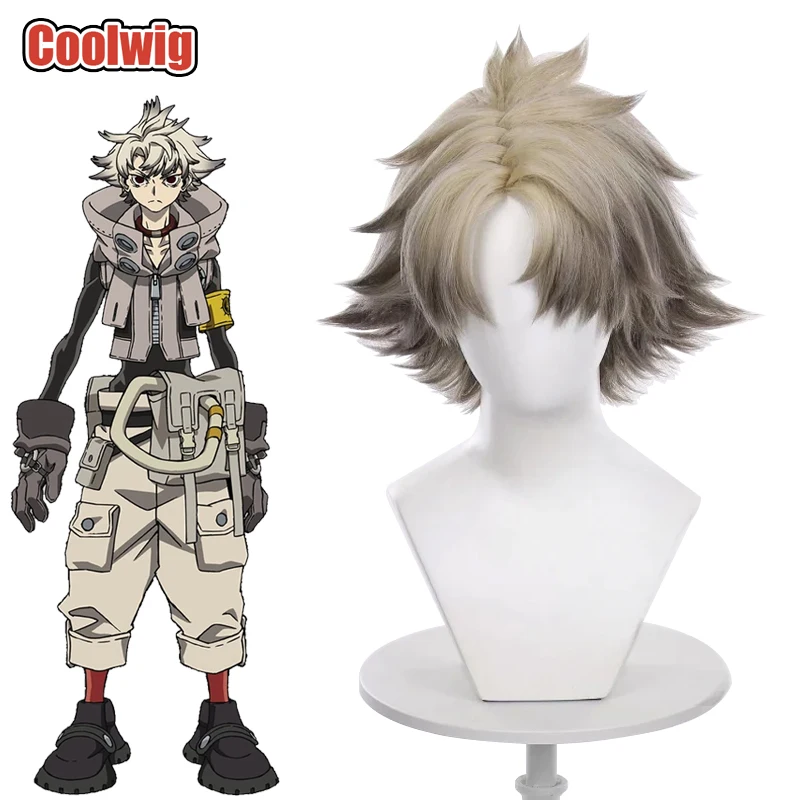 Coolwig Synthetic Hair Rudo Surebrec Cosplay Wigs Gachiakuta Rudo Surebrec 25cm Short Light Blonde Mixed Gray Wig Heat Resistant