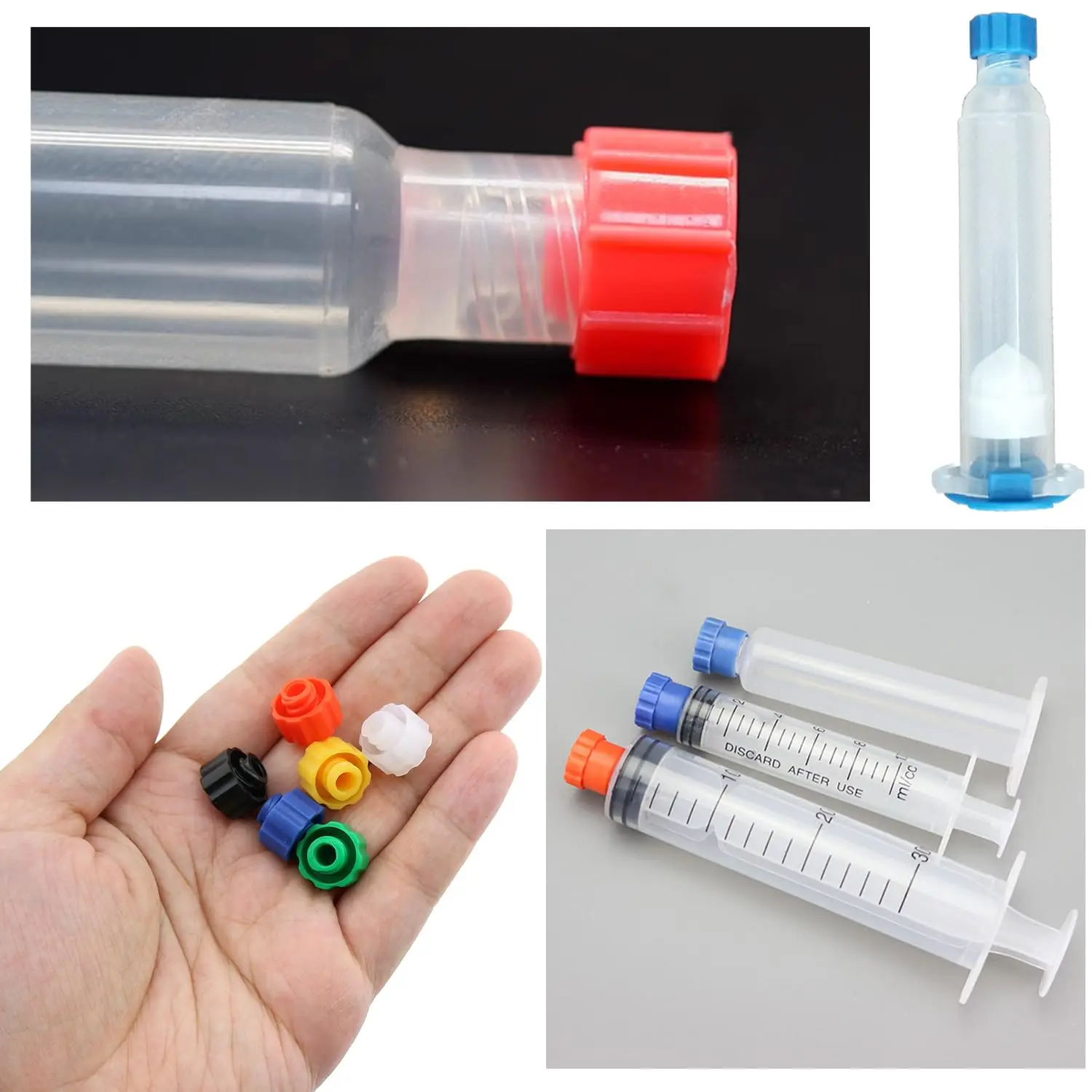 100/200 шт., несколько цветов, клей с замком Люэра, пробка для шприца, винт из полипропилена, заглушка для шприца