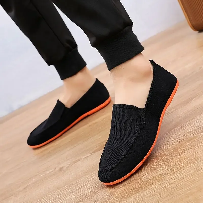Alte Männer atmungsaktive Leinwand Slipper 2024 Sommer flach Joggen Fahr schuhe Mann billige