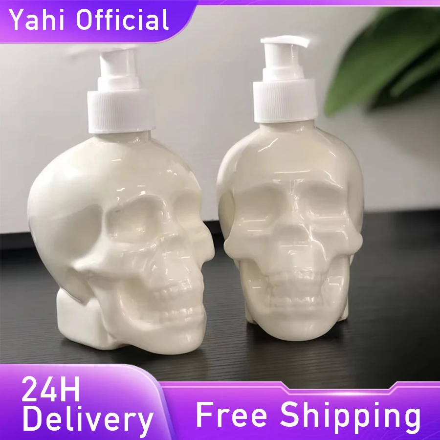 Skull Design Soap Dispenser 11.83oz Empty Refillable Shampoo Lotion Hand Sanitizer Container Bottle Halloween Decoration