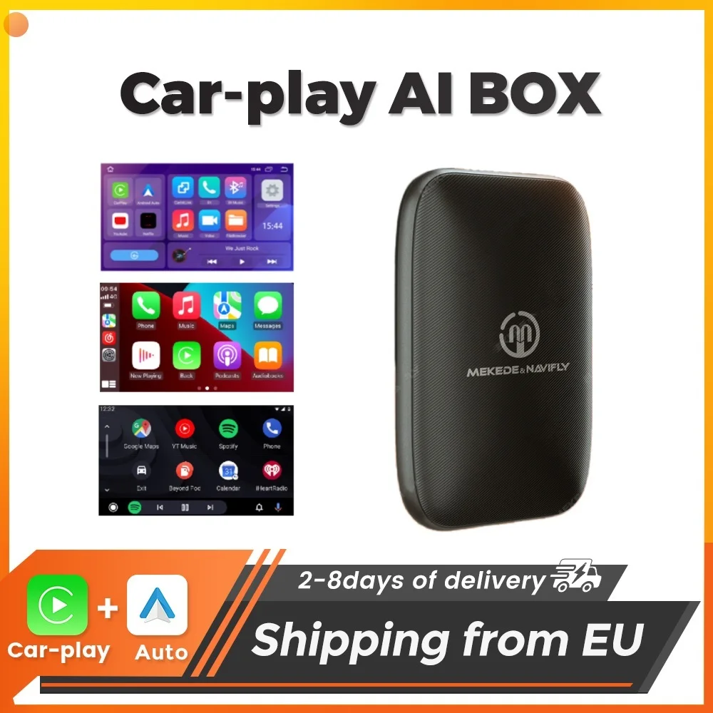 MEKEDE Dongle CarPlay Wireless, Box Intelligente AI, Adattatore Android Auto Wireless per Auto con CarPlay Originale Cablato, Supporto Netflix, YouTube, Funzione GPS, Disponibilità Locale UE