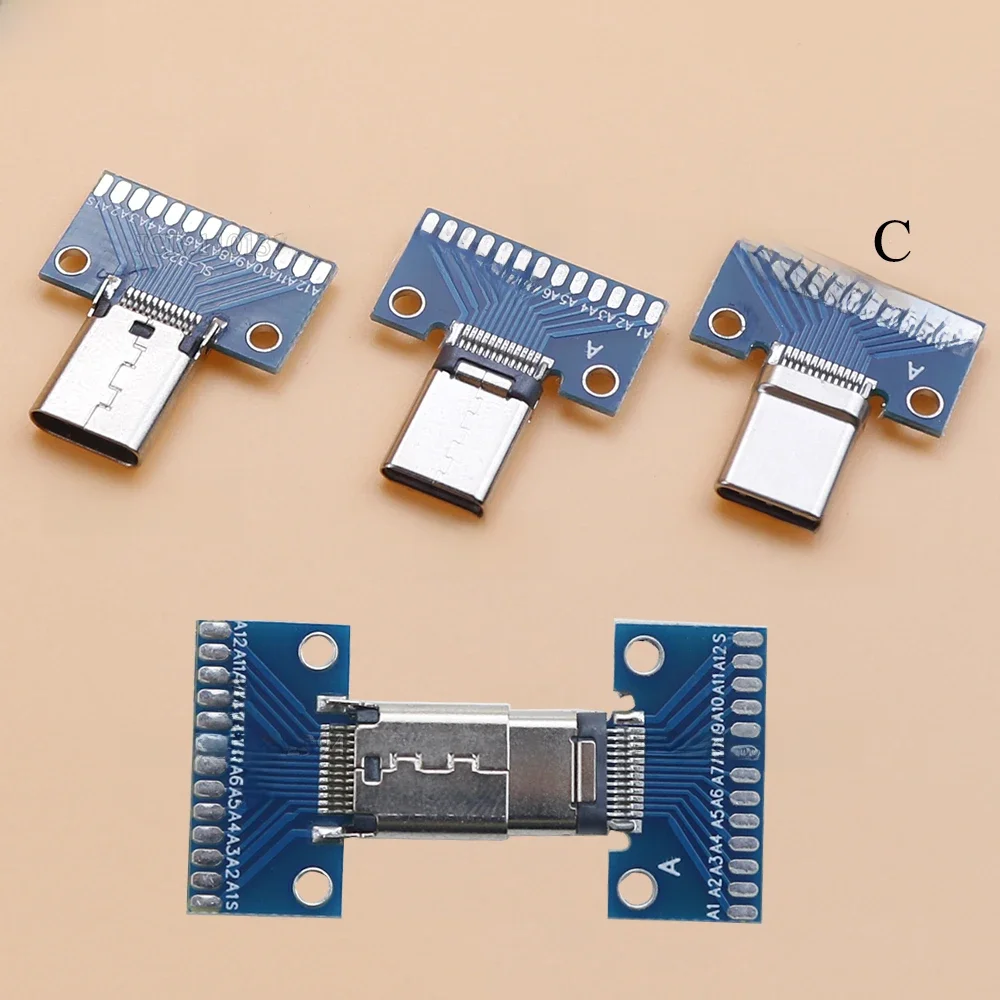 Złącze USB 3.1 typu C Męskie żeńskie typu c Testowa płytka PCB Uniwersalna płytka z portem USB3.1 24P Testowa płytka Złącze wtykowe — zdjęcie 2