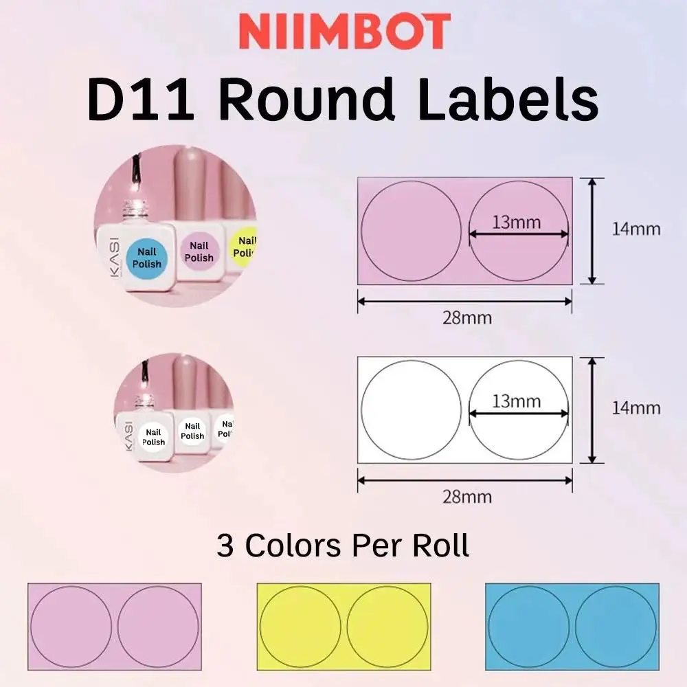 NIIMBOT D11/D110/D101 Round Label Paper 14x28mm Beauty and Personal Care Thermal Labels Sticker Waterpfoof