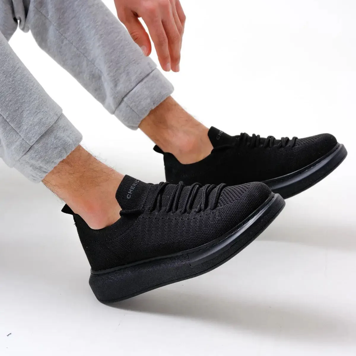 CHEKICH Original Brand Black 2024 Men's Sports Shoes High-soled Elastic band Tricot, Knitwear Sneakers CH307