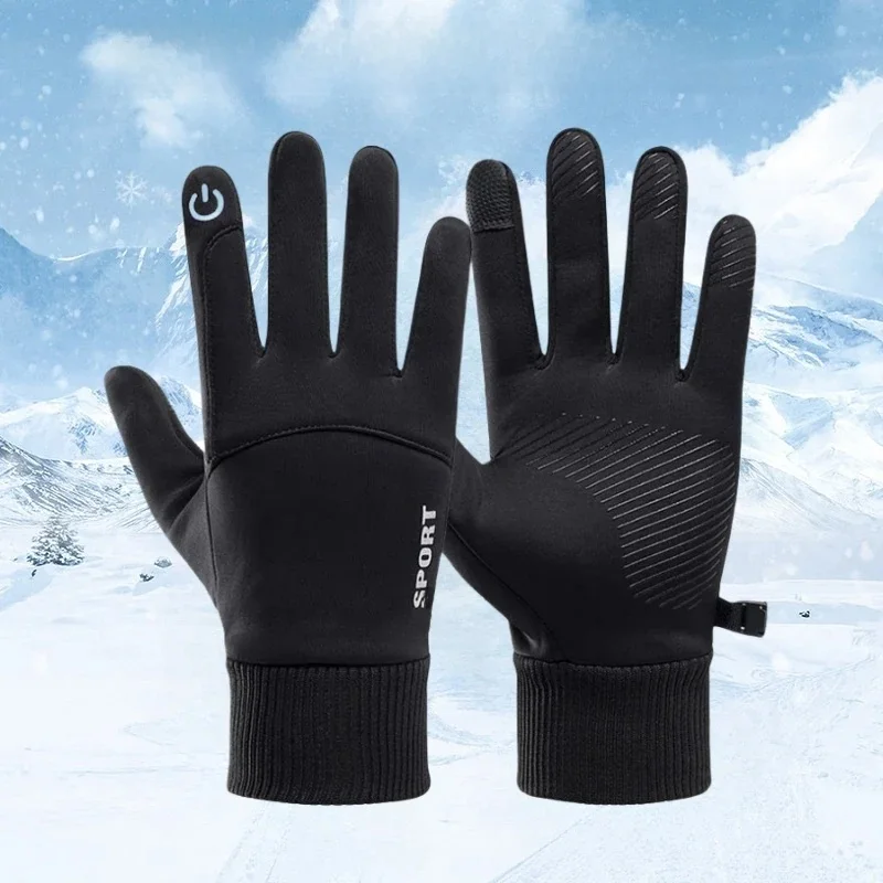 AliExpress Black Winter Warm Full Fingers Waterproof Cycling Outdoor Sports Running Motorcycle Ski Touch Screen Fleece Gloves