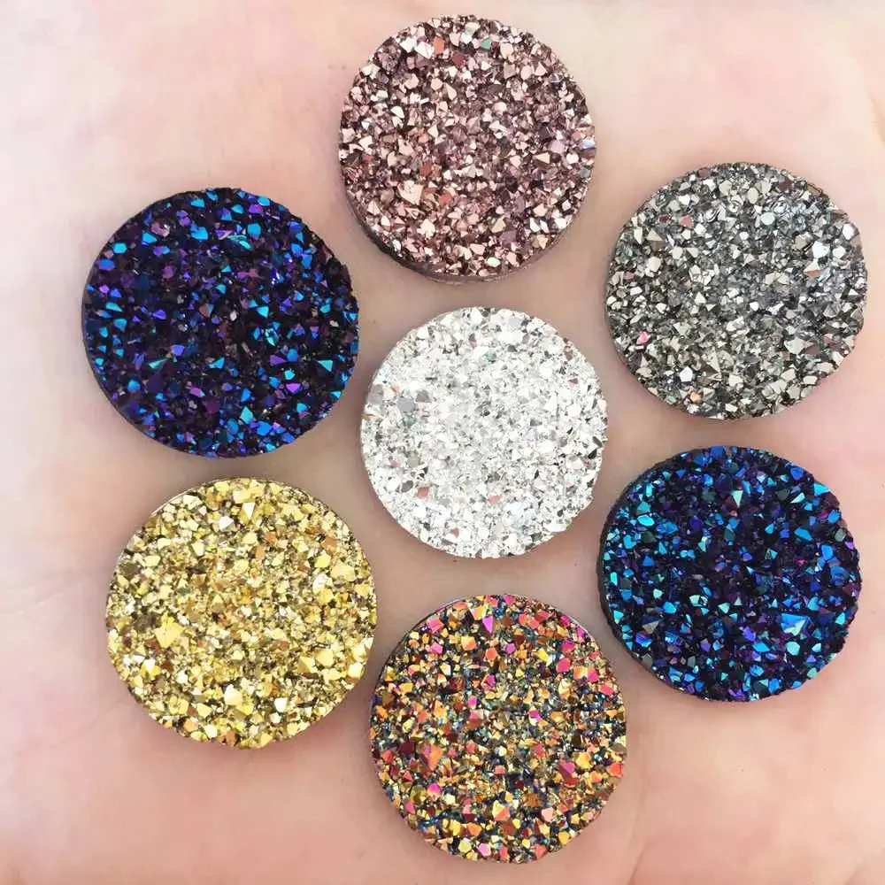 Nowy 20 sztuk 20mm Bling AB żywica okrągły rudy nieregularnych powierzchni Flatback Rhinestone ozdoby DIY aplikacje ślubne przyciski W43 — zdjęcie 2