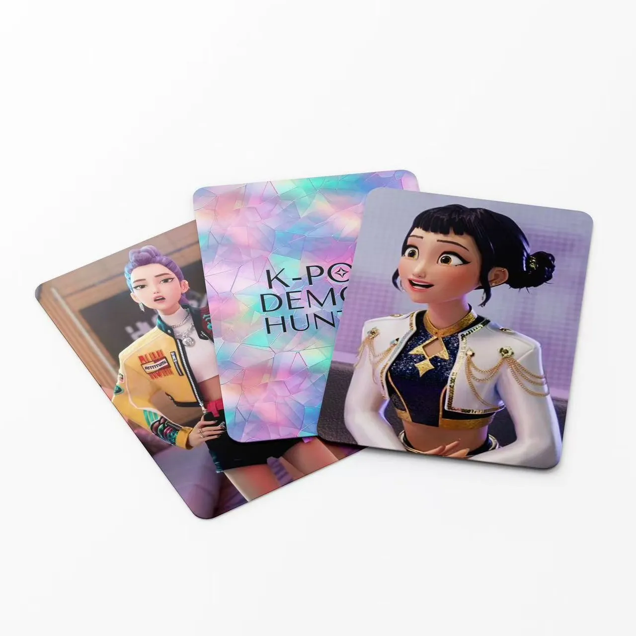 بطاقات التداول Kpop Demon Hunter Anime 55 قطعة، مجموعة بطاقات صور LOMO القابلة للجمع من Huntrix & Saja Boys، رقائق ثلاثية الأبعاد ذهبية اللون