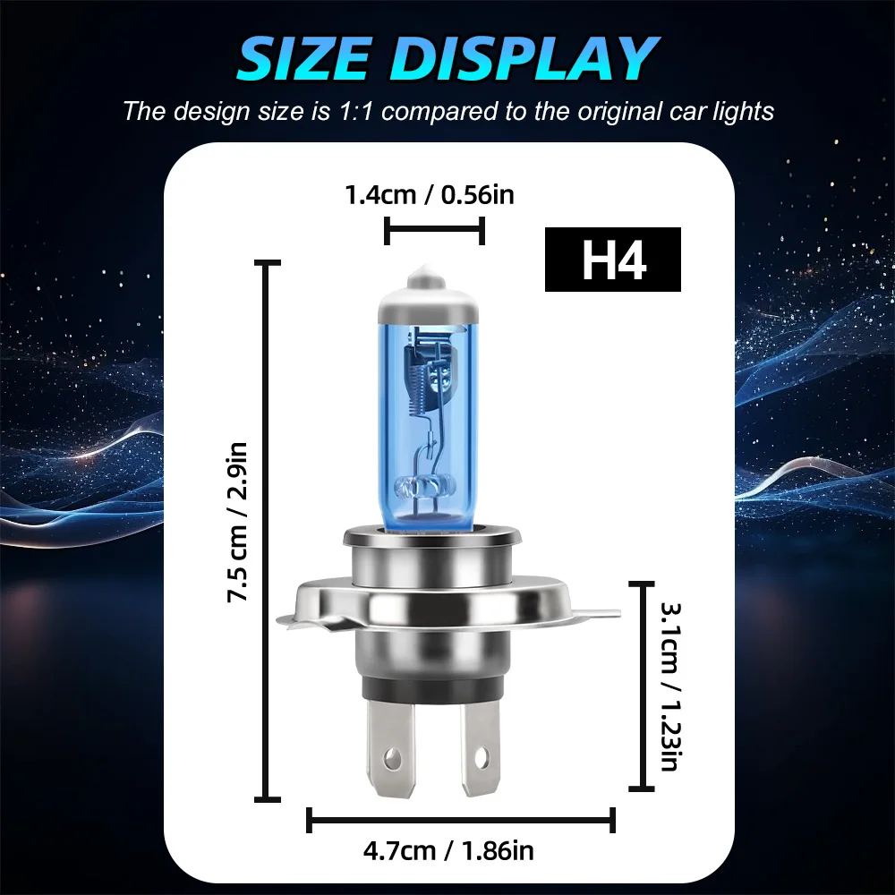 2 قطعة H7 H4 H1 H11 HB3 9005 HB4 9006 الهالوجين العلوي سيارة ضوء مرحبا/لو شعاع 6000K 12 فولت كول الأزرق فرط الأبيض لمبة #4
