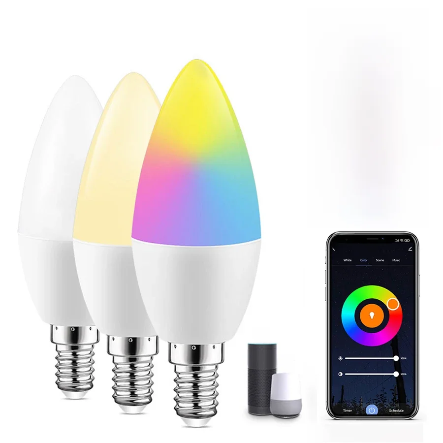Tuya Smart WiFi LED Lamp E14 Kaarslicht 5W 7W 9W 220V Dimbare RGB Lamp APP Spraakbesturing Alexa Google Assistent Home Decor - afbeelding 2