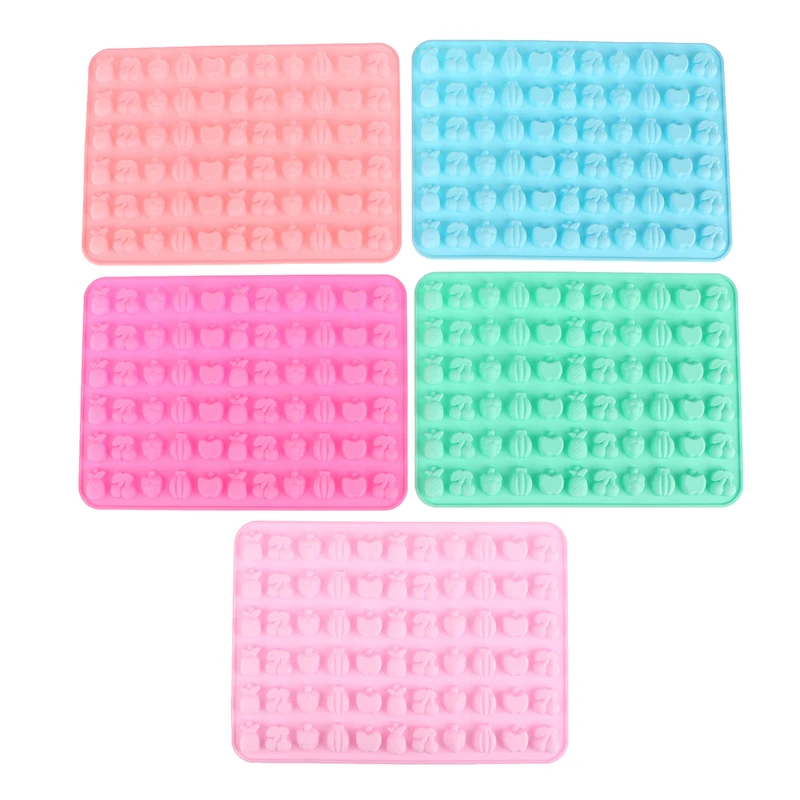 1Pc 66Cavities Cute Mini Fruit Silicone Mold Gummy Chocolate Ice Cube Tray Fruit Non-stick Jelly Cake Baking Decorating Tool