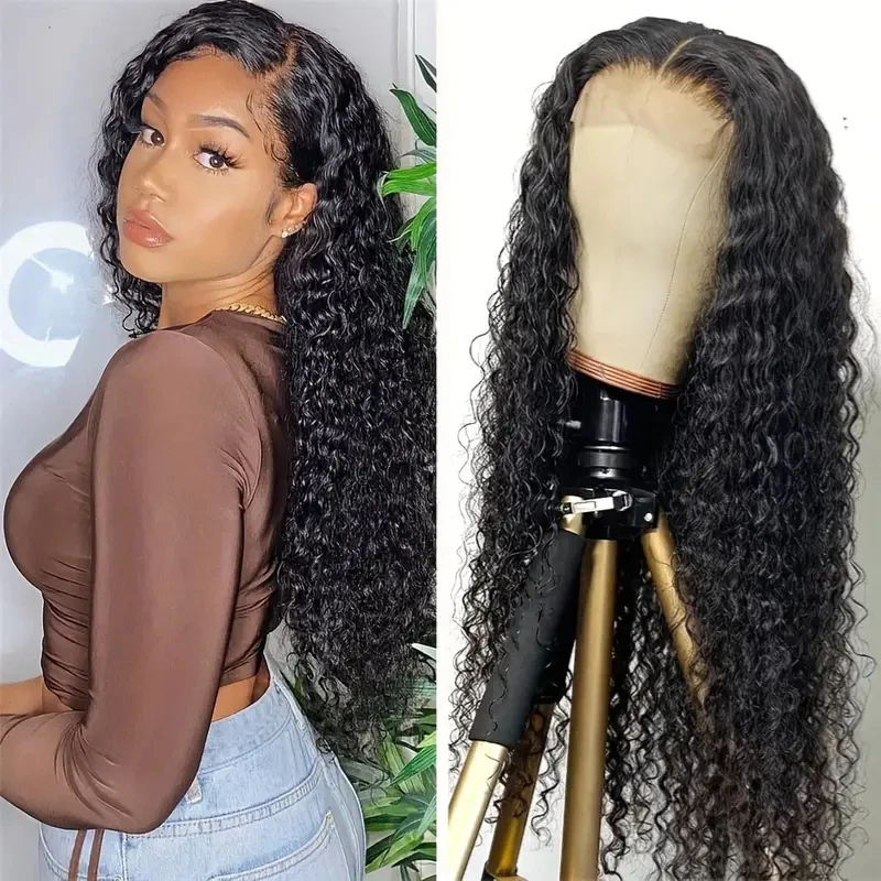 Alimice Glueless Human Hair Wigs Deep Wave 4x4 Lace Wigs For Women