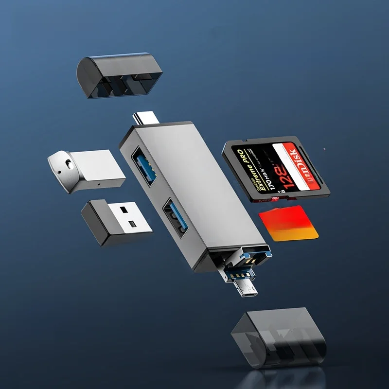 Elough-Multifunções USB 3.0 Card Reader, Micro SD, TF Memory Reader, USB Flash Drive, Tipo C Card