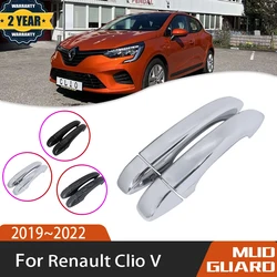 For Renault Clio Lutecia V MK5 BF 2019~2022 Auto Luxuriou Anti-dirty Chrome Exterior Door Handle Cover Car Accessories Sticker