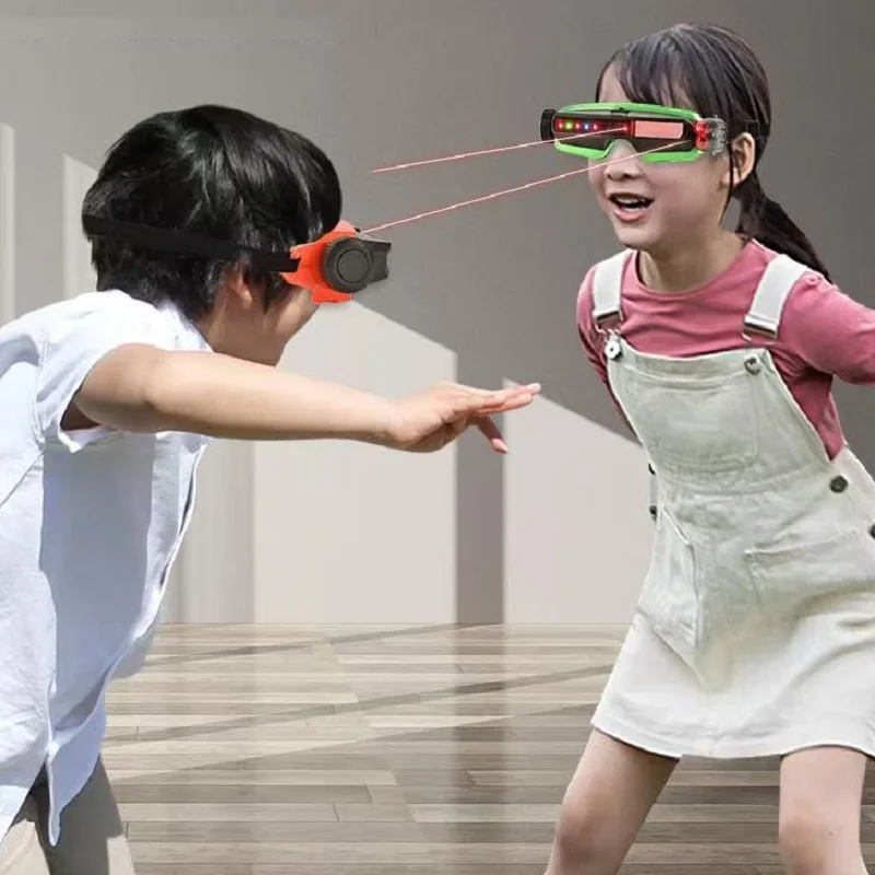مجموعة قناع المعركة بالليزر الآمن في الهواء الطلق لعبة حفلات المبارزة بالأشعة تحت الحمراء مع نظارات إلكترونية 2 لاعب لعبة تفاعلية للأطفال والكبار