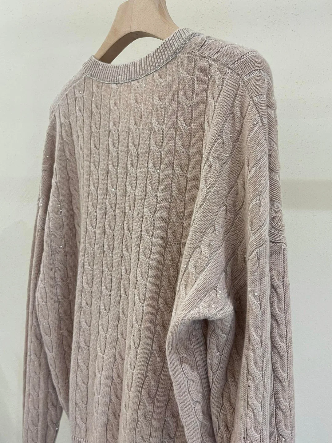 Casual loose merino wool twisted knit pullover